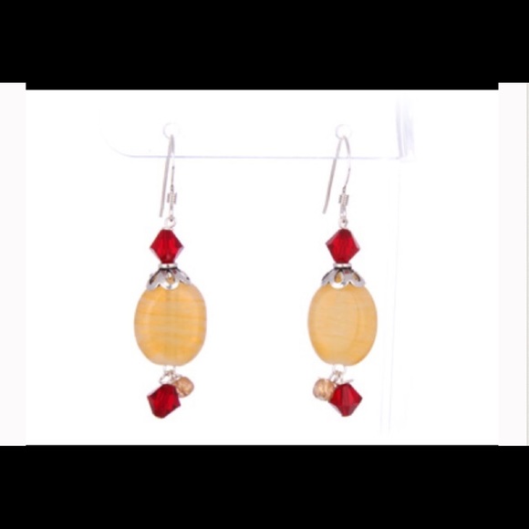 Swarovski Sterling Silver agate oval earrings. - Picture 1 of 2